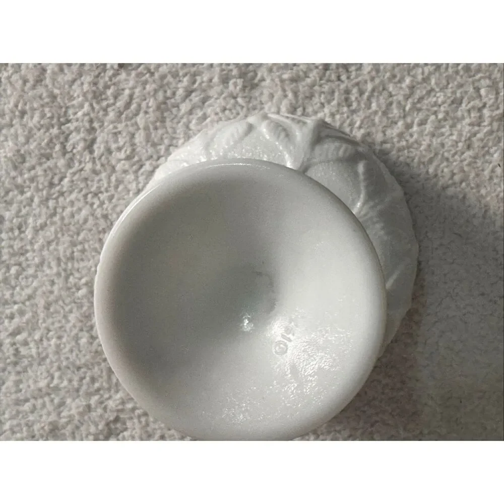 Vintage FTD Milk Glass Compote/Oak Leaf Pattern Vase